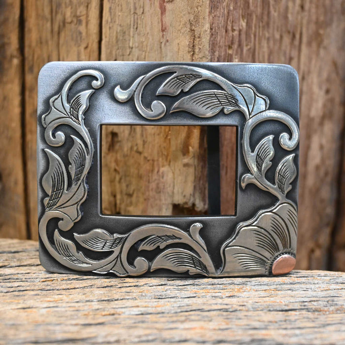 Turtle Jones Silver & Copper Mounted Belt Buckle