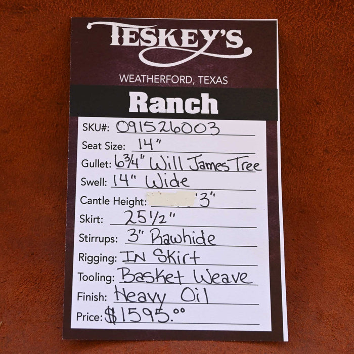 14" TESKEY'S STRIP DOWN RANCH SADDLE