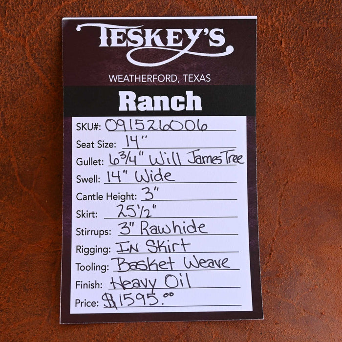 14" TESKEY'S STRIP DOWN RANCH SADDLE