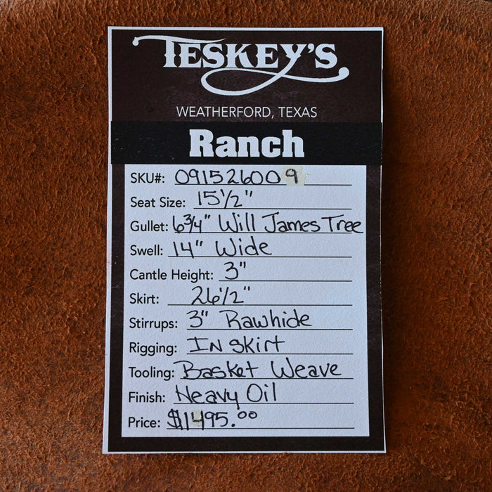 15.5" TESKEY'S STRIP DOWN RANCH SADDLE