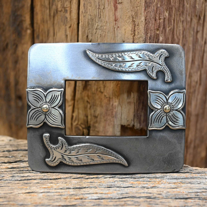Turtle Jones Silver Mounted Floral Belt Buckle ACCESSORIES - Additional Accessories - Buckles Turtle Jones