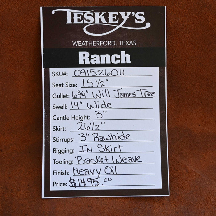 15.5" TESKEY'S STRIP DOWN RANCH SADDLE