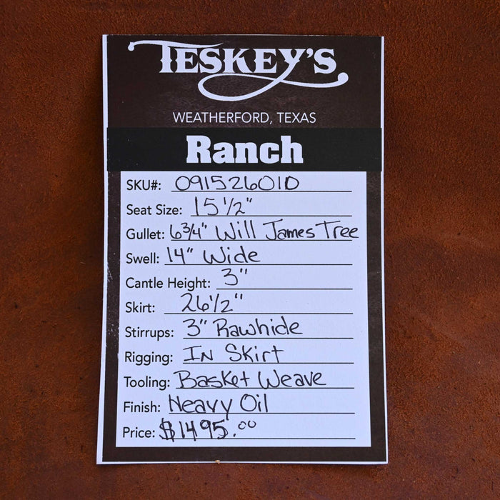 15.5" TESKEY'S STRIP DOWN RANCH SADDLE