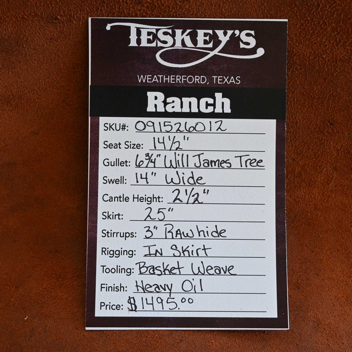 14.5" TESKEY'S STRIP DOWN RANCH SADDLE