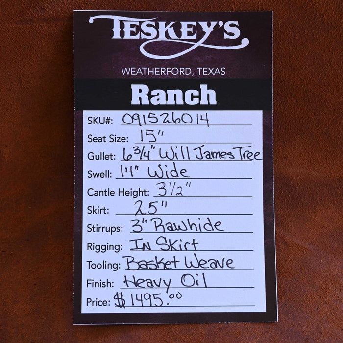 15" TESKEY'S STRIP DOWN RANCH SADDLE Saddles - New Teskey's Saddlery