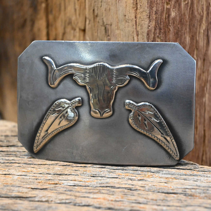 Turtle Jones Silver Mounted Longhorn Belt Buckle