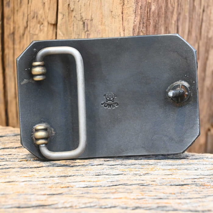 Turtle Jones Silver Mounted Longhorn Belt Buckle