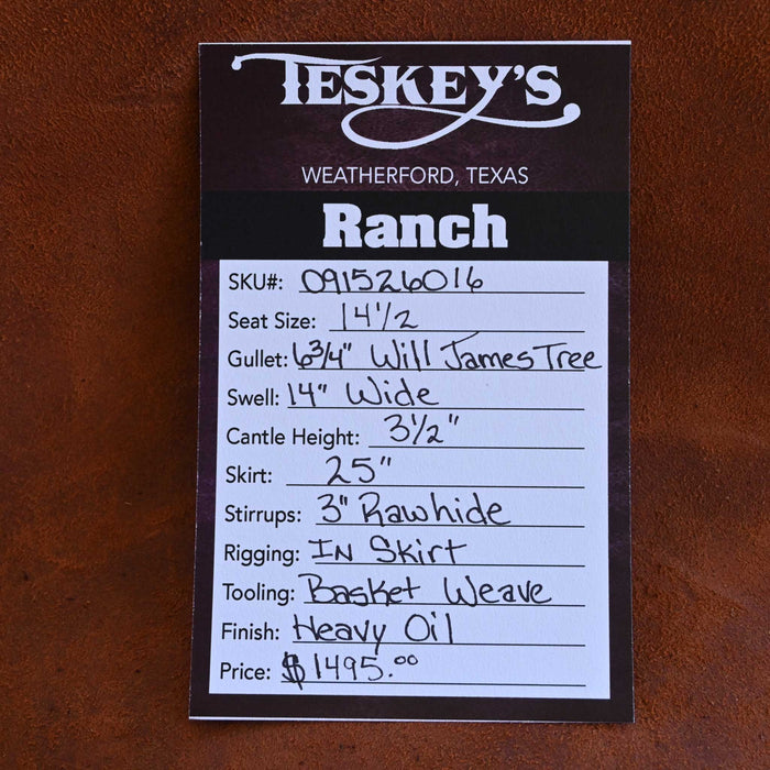 14.5" TESKEY'S STRIP DOWN RANCH SADDLE