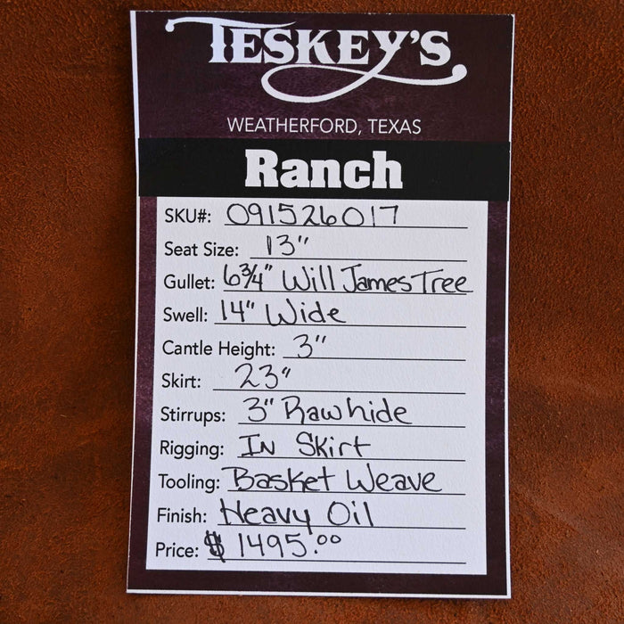 13" TESKEY'S STRIP DOWN RANCH SADDLE Saddles - New Teskey's Saddlery