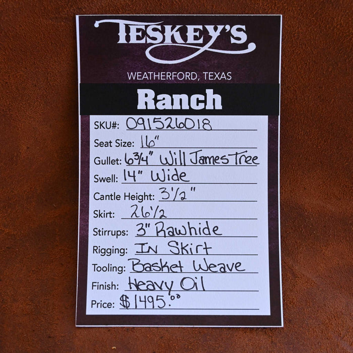 16" TESKEY'S STRIP DOWN RANCH SADDLE