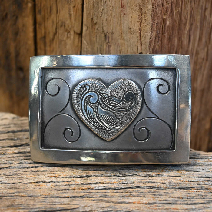 Turtle Jones Silver Mounted Heart Belt Buckle