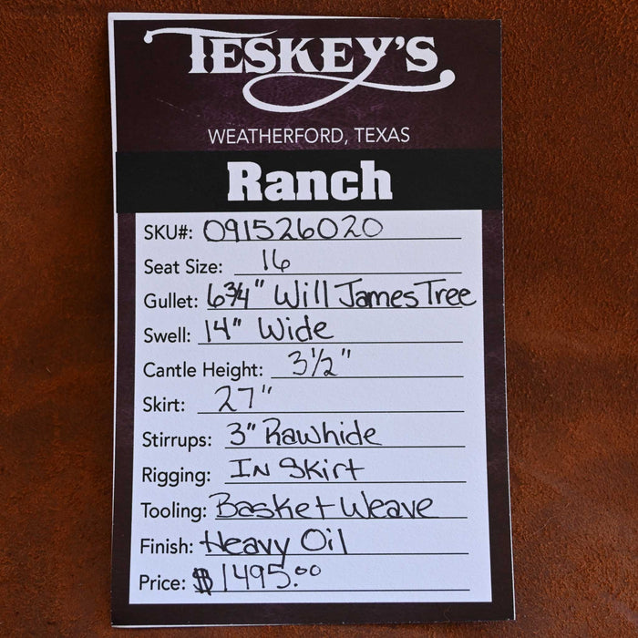 16" TESKEY'S STRIP DOWN RANCH SADDLE