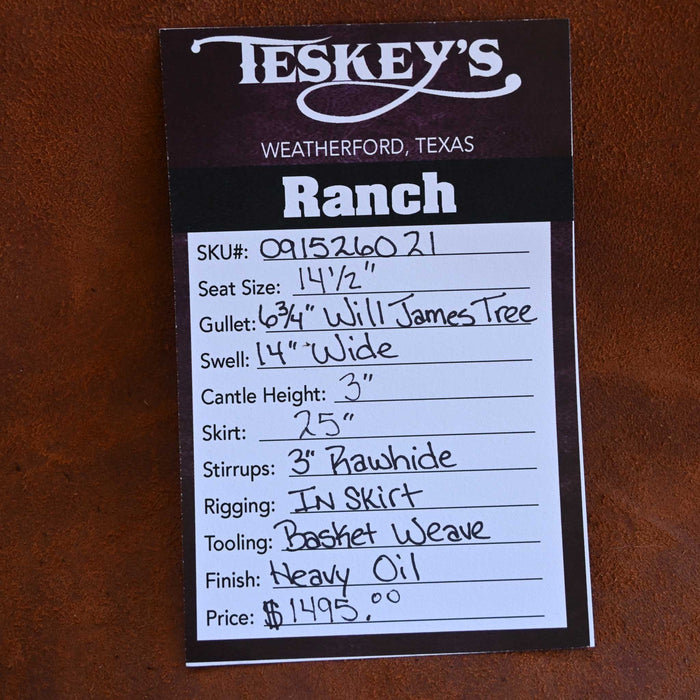14.5" TESKEY'S STRIP DOWN RANCH SADDLE