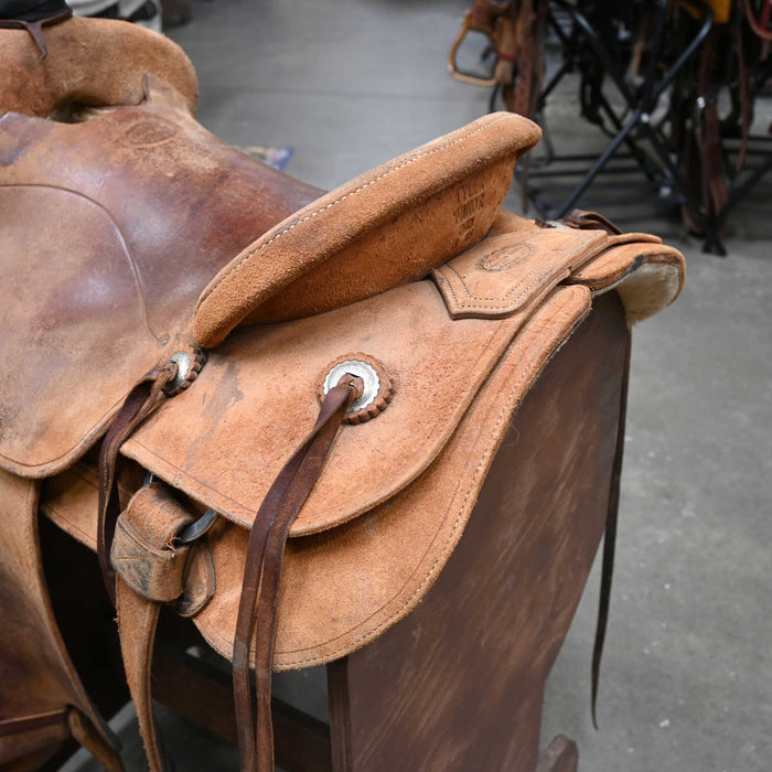 15.5" USED DR.ROSE TEAM ROPING SADDLE