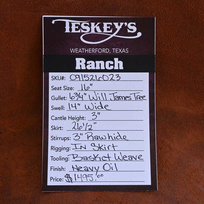 16" TESKEY'S STRIP DOWN RANCH SADDLE
