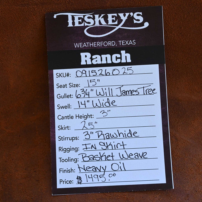 15" TESKEY'S STRIP DOWN RANCH SADDLE