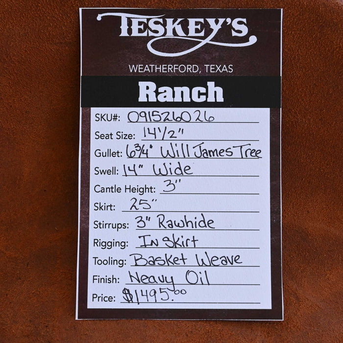 14.5" TESKEY'S STRIP DOWN RANCH SADDLE