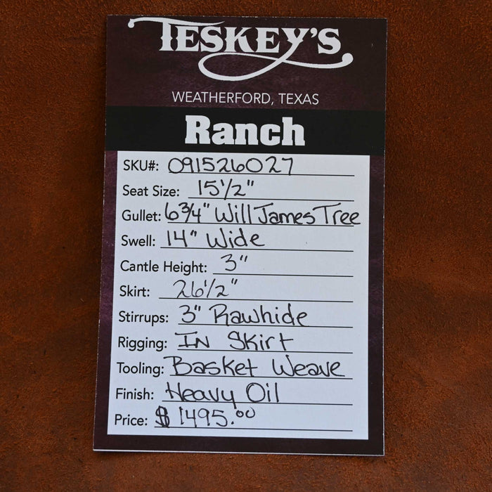15.5" TESKEY'S STRIP DOWN RANCH SADDLE