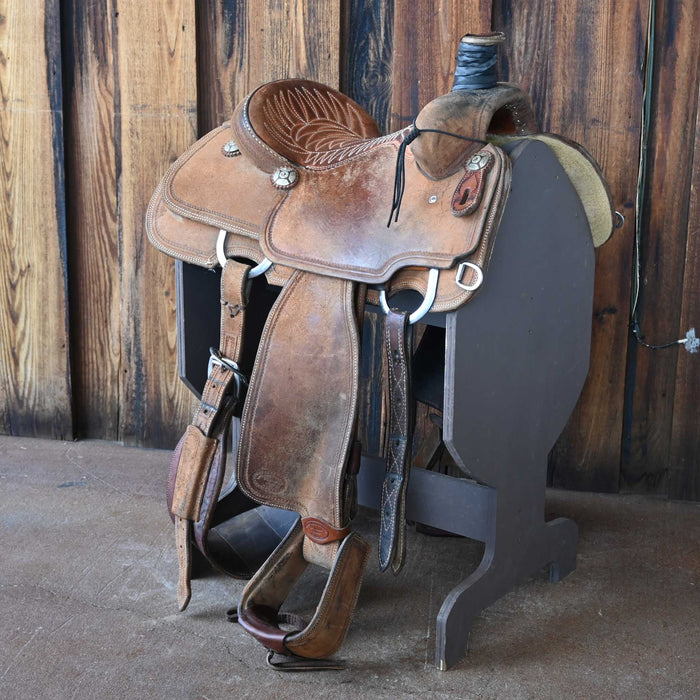 14" USED TRENT WARD PLATINUM SERIES TEAM ROPING SADDLE