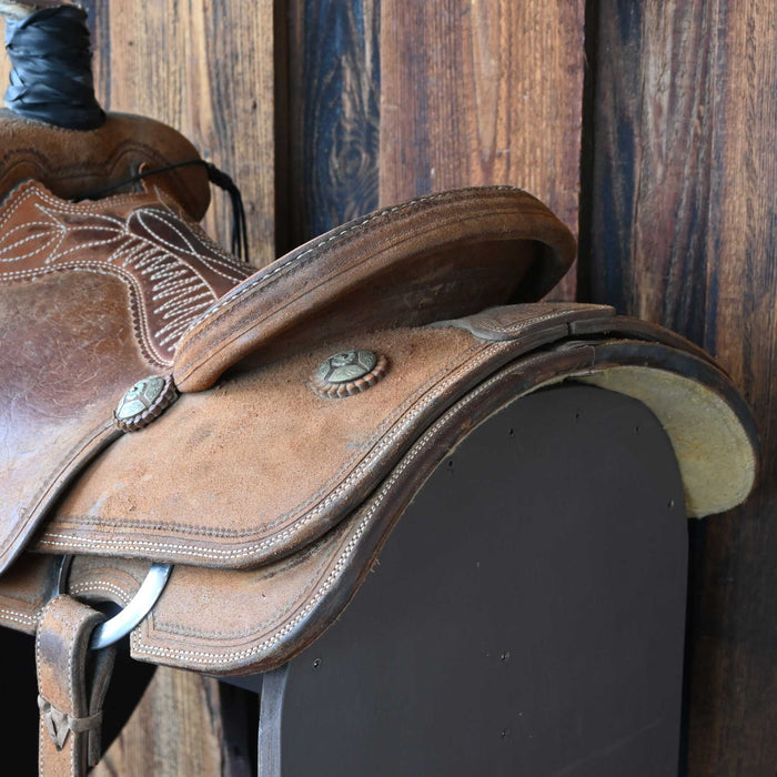 14" USED TRENT WARD PLATINUM SERIES TEAM ROPING SADDLE