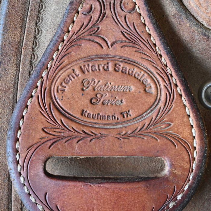 14" USED TRENT WARD PLATINUM SERIES TEAM ROPING SADDLE