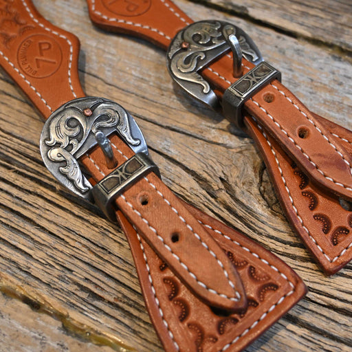 Handmade Bill Plummer Youth Spur Straps w/Kerry Kelley Buckles Tack - Spur Straps Bill Plummer