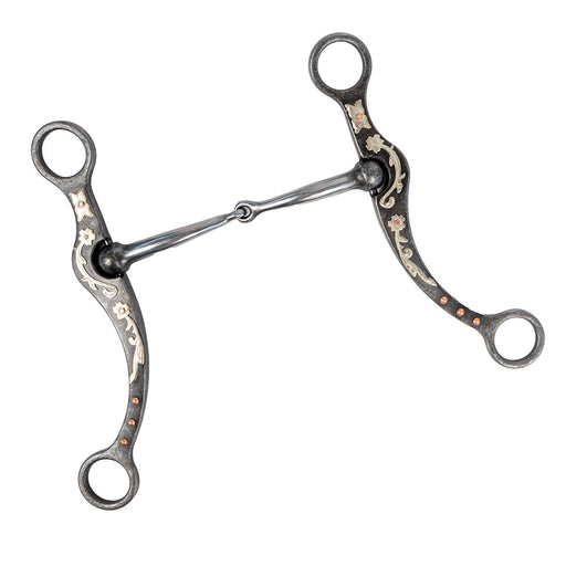 Aged Steel Snaffle With Floral Trim Tack - Bits Teskey's   