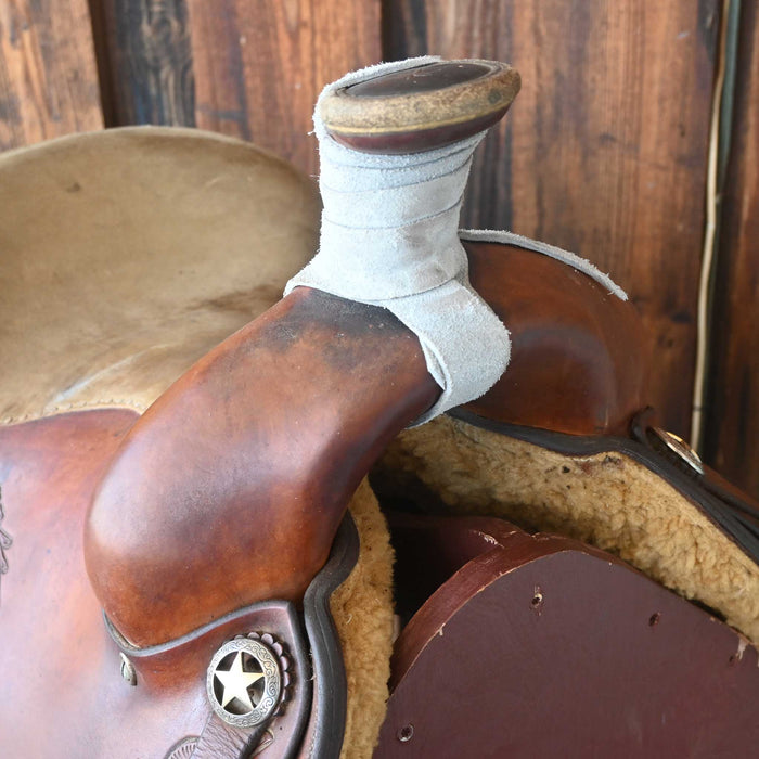 14.5" USED CLINT GIBSON TEAM ROPING SADDLE Saddles - Used Clint Gibson