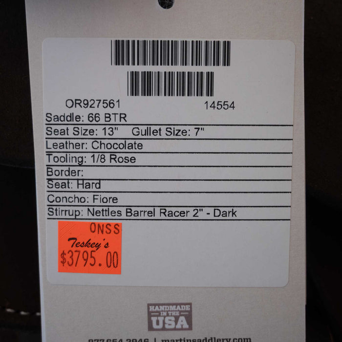 13" MARTIN BTR BARREL SADDLE Saddles - New Martin Saddlery