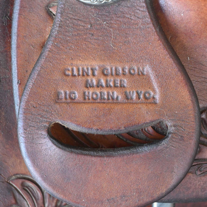 14.5" USED CLINT GIBSON TEAM ROPING SADDLE Saddles - Used Clint Gibson