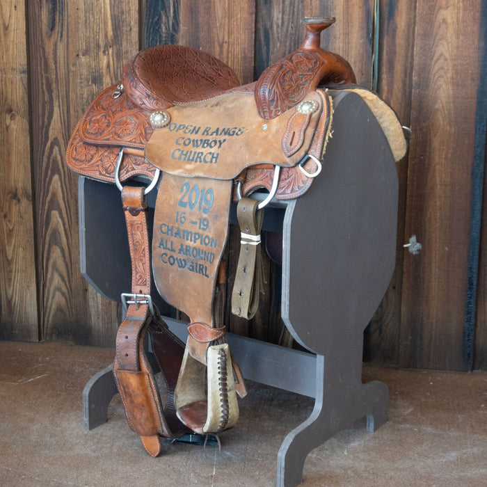 14" USED SLONE S TEAM ROPING SADDLE