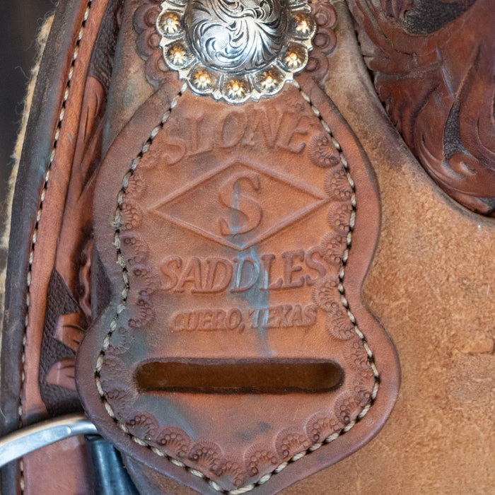 14" USED SLONE S TEAM ROPING SADDLE