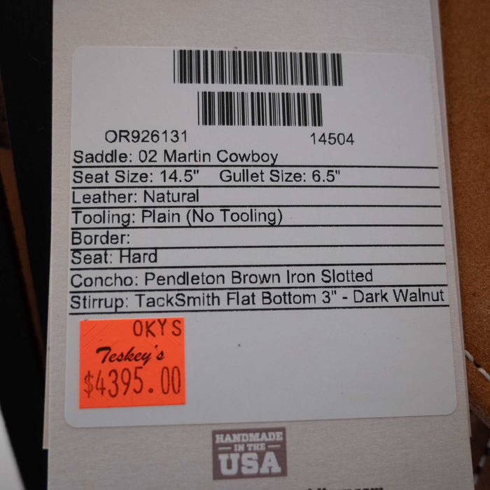 14.5" MARTIN COWBOY SADDLE Saddles - New Martin Saddlery