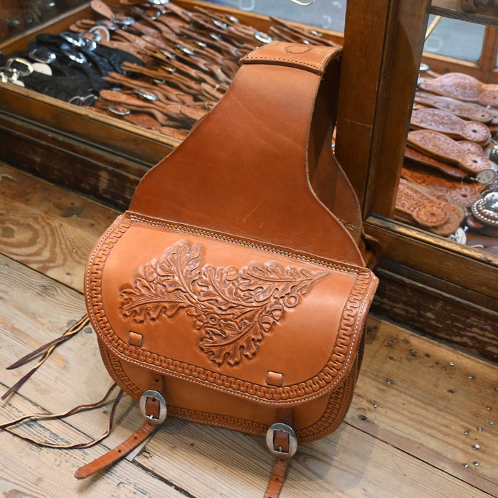 Handmade Bob Copper Tooled Saddle Bags w/Buckles and Ties Collectibles Milt Spaks