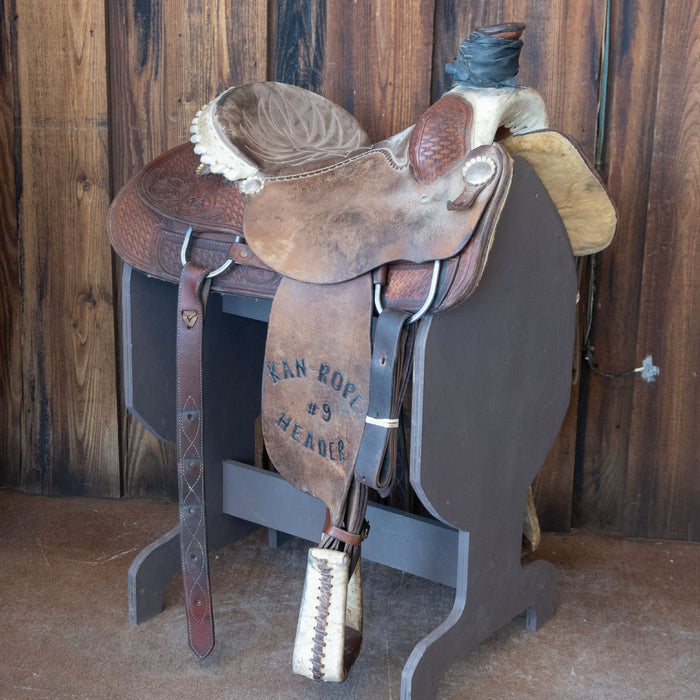 15" USED ALLEN RANCH TEAM ROPING SADDLE