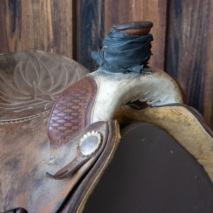 15" USED ALLEN RANCH TEAM ROPING SADDLE