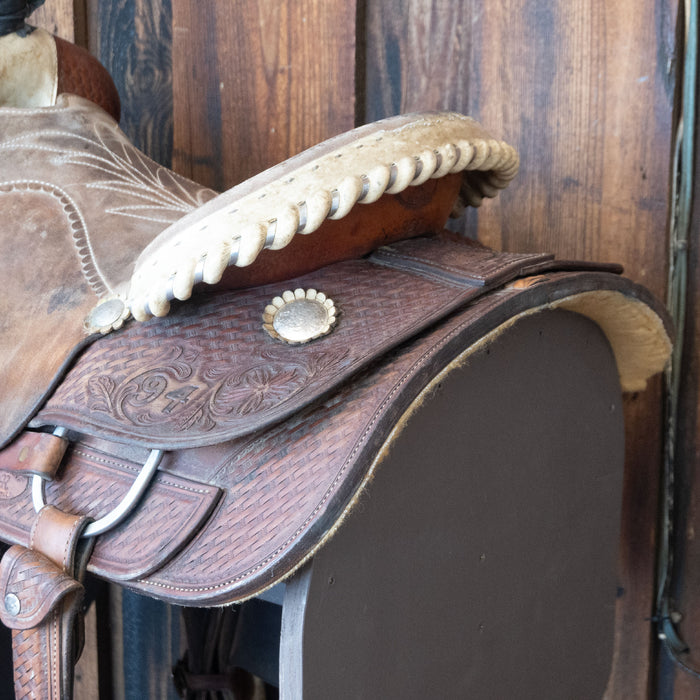 15" USED ALLEN RANCH TEAM ROPING SADDLE