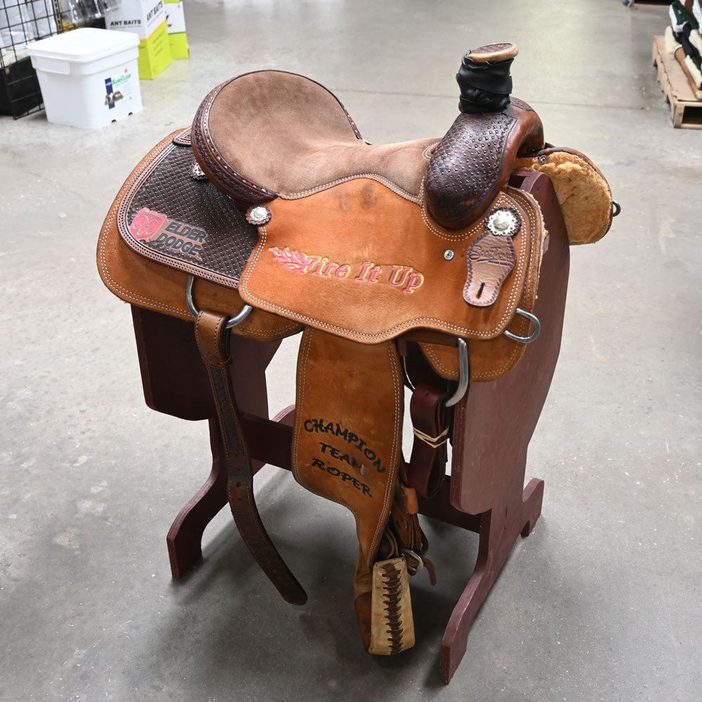 14.5" USED SCOTT THOMAS TEAM ROPING SADDLE