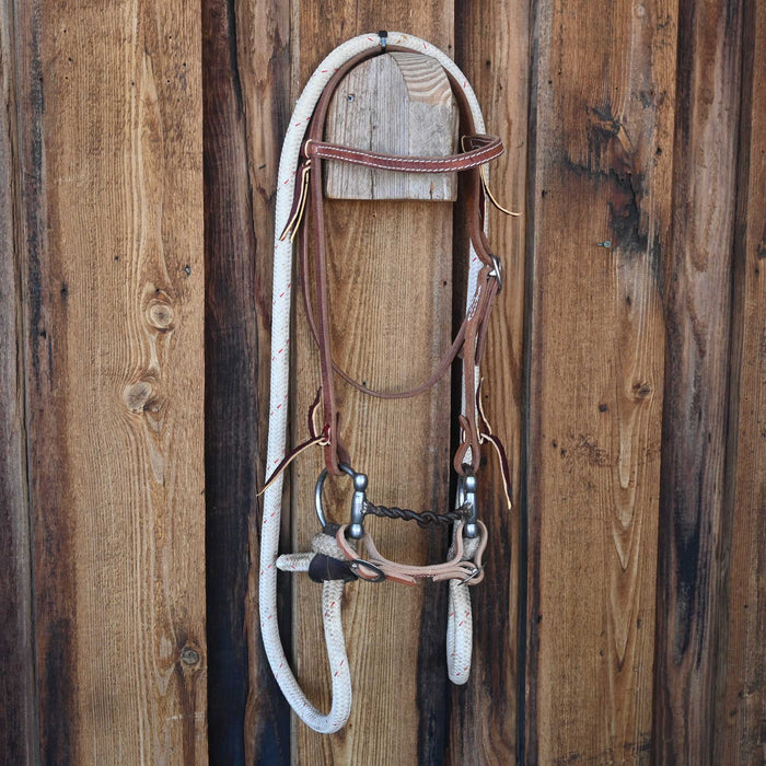 D-Ring Twisted Wire Snaffle Bridle Rig w/Browband Headstall