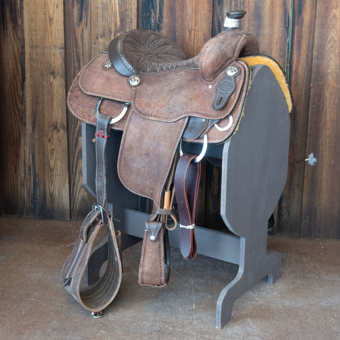 13" USED LAZY "L" BY LARRY COATS CALF ROPING SADDLE