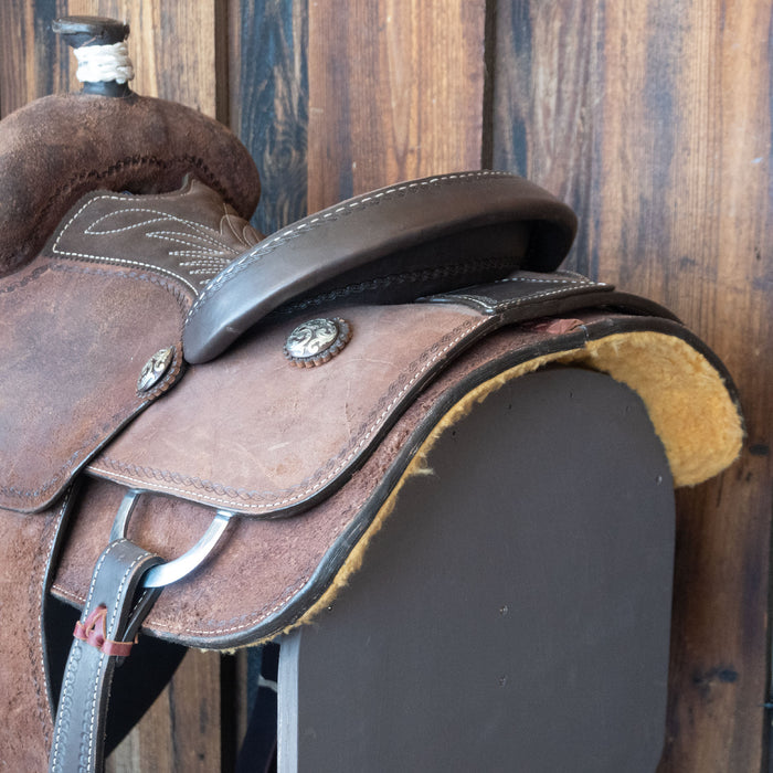 13" USED LAZY "L" BY LARRY COATS CALF ROPING SADDLE