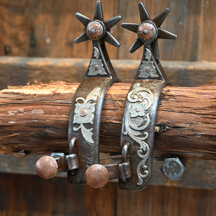Jason Jarvis Silver & Copper Mounted 6pt. Spurs
