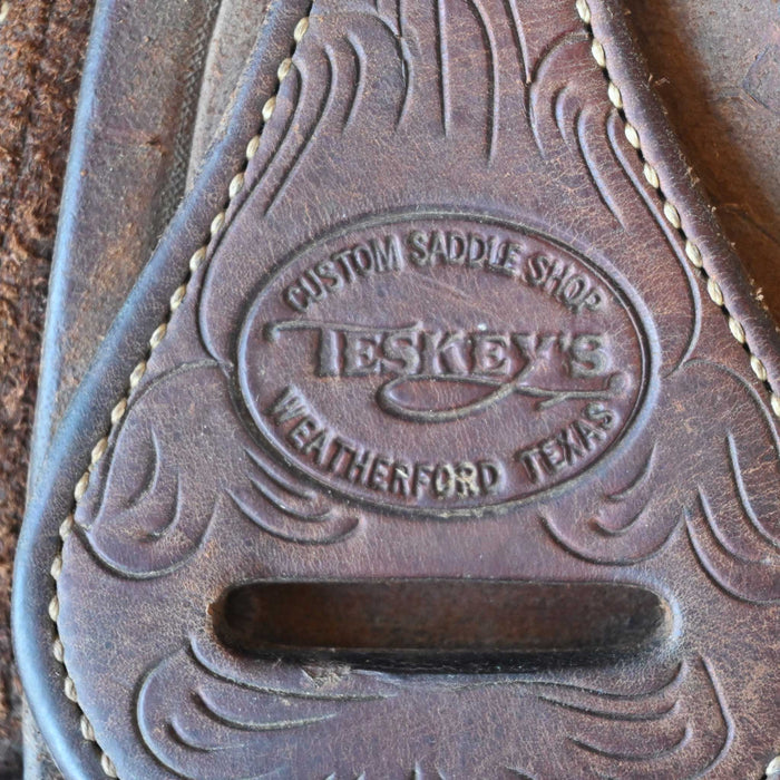 14.5" USED TESKEY'S TEAM ROPING SADDLE Saddles - Used Teskey's Saddlery