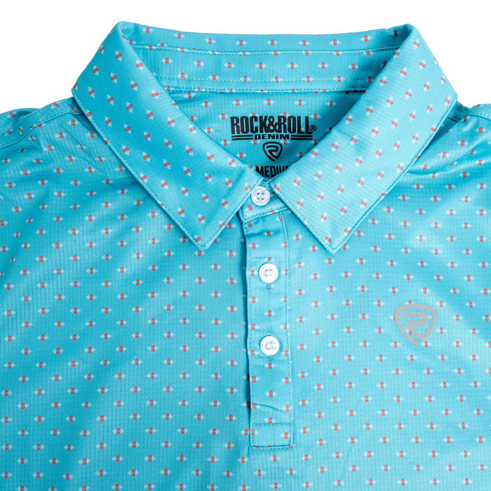 Rock & Roll Denim Men's Peacock Geo Print Polo Shirt MEN - Clothing - Shirts - Short Sleeve Panhandle