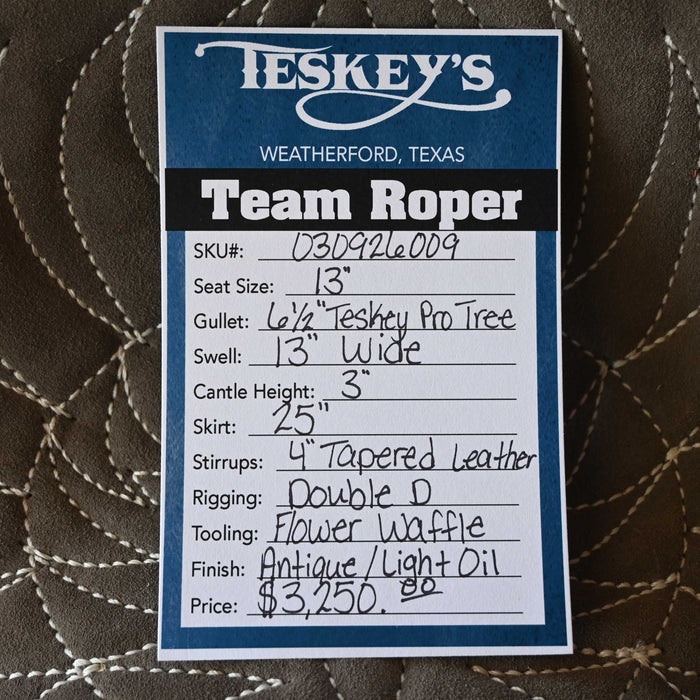 13" TESKEY'S TEAM ROPING SADDLE Saddles - New Teskey's Saddlery