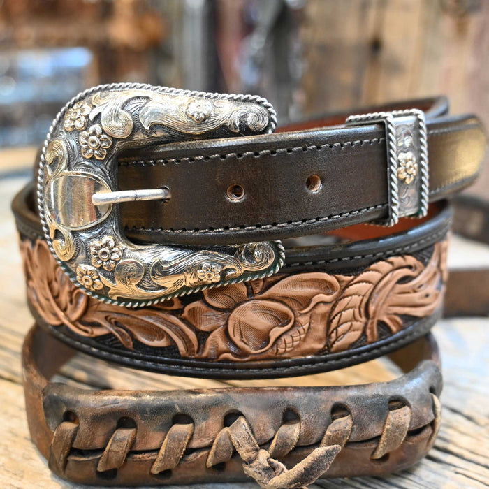 1950's Sunset Trails Sterling Silver & 10k Gold Buckle w/Randall Top Shelf Belt