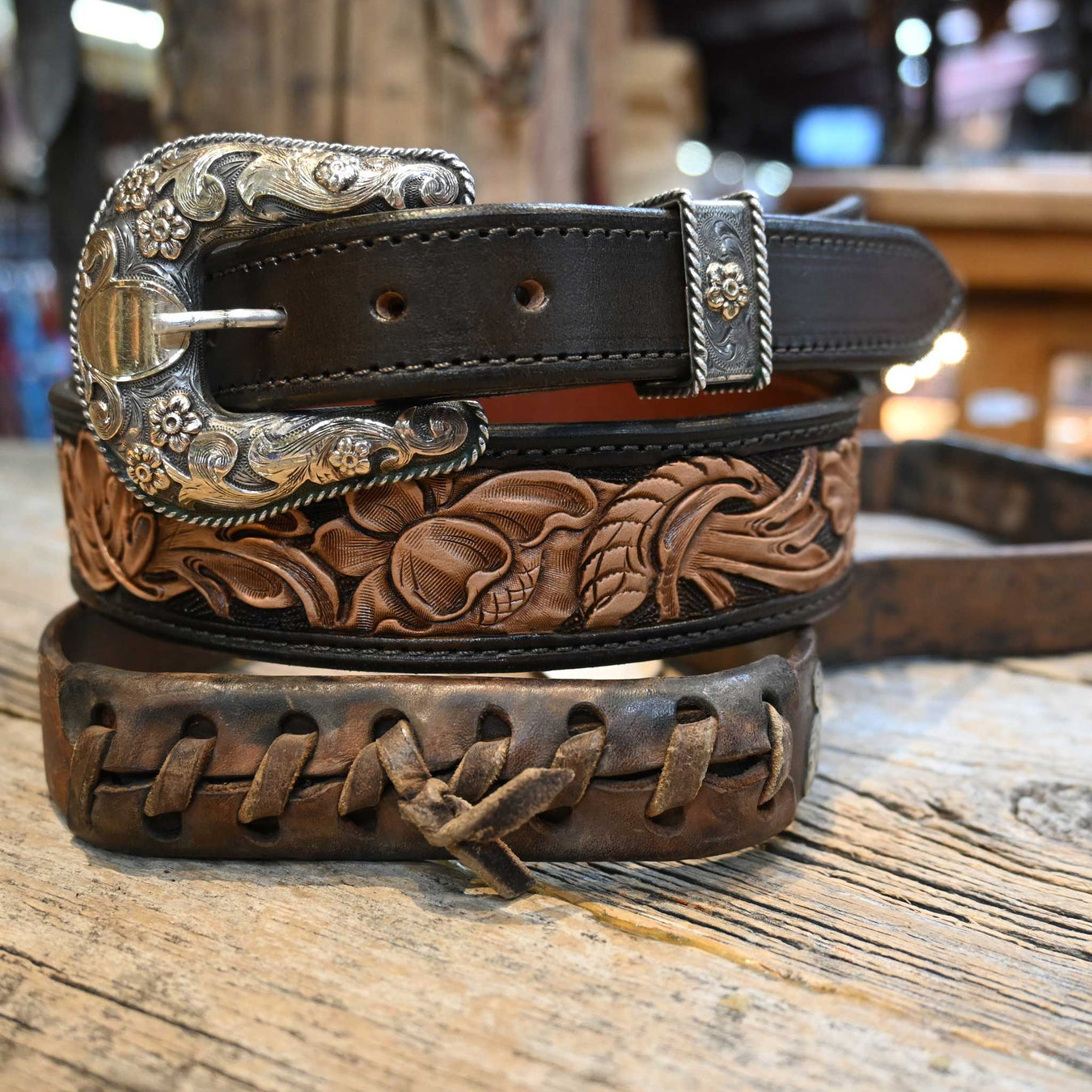 1950's Sunset Trails Sterling Silver & 10k Gold Buckle w/Randall Top Shelf Belt Collectibles Sunset Trails