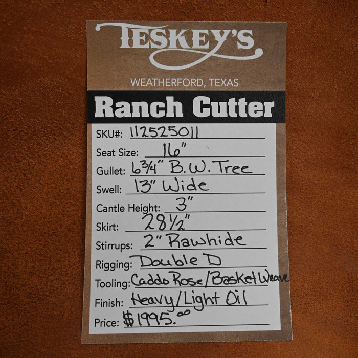 16" TESKEY'S RANCH CUTTER SADDLE