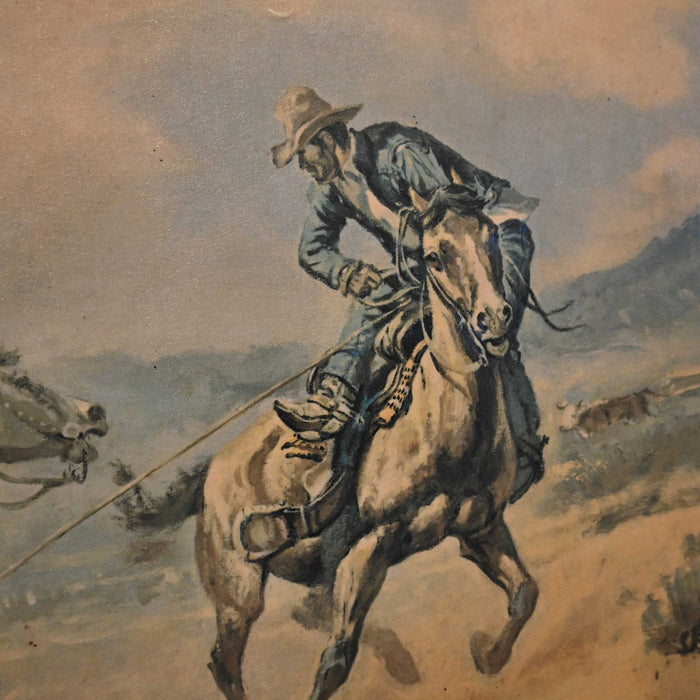 WM Moyers canvas print roping scene