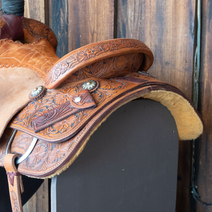 15.5" USED JEFF SMITH TEAM ROPING SADDLE